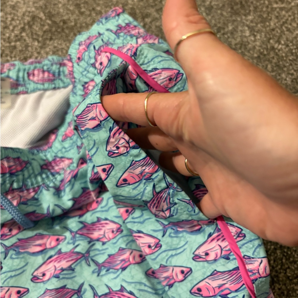 Vineyard Vines Chappy Pink and Blue Fish Swim Shorts - Picture 4 of 6